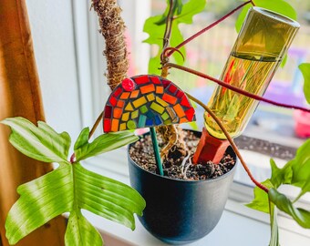 Estaca de planta de mosaico arcoíris, decoración de plantas de interior, mosaico hecho a mano,