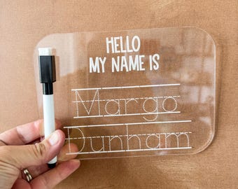 Tablero de seguimiento de nombres personalizado, letrero de aprendizaje acrílico de borrado en seco, Montessori, educación en el hogar,