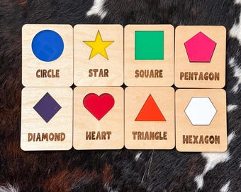 Clasificador de formas Montessori, combinación de colores acrílicos, aprendizaje en casa