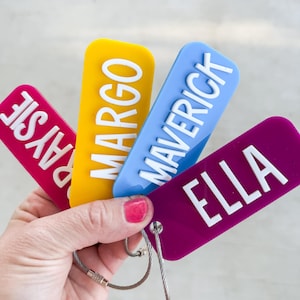 Personalized Acrylic Name Keychain, Backpack & Lunchbox Bag Tag,