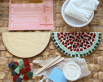 Kit de mosaico de sandía para hacer tú mismo, kit de manualidades para niños y adultos, proyecto de arte de verano, kit de mosaico para principiantes, club de manualidades.