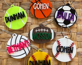 Etiqueta de mochila acrílica para pelota deportiva, baloncesto, fútbol, softbol, béisbol, fútbol americano, voleibol, tenis,