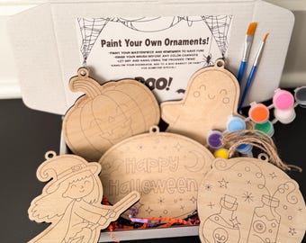 Kit de pintura para adornos de Halloween: adornos de madera de tilo