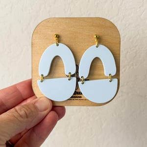 Modern Blue Arch Earrings – Acrylic Dangle Earrings | Lightweight Statement Earrings | Minimalist Geometric Jewelry
