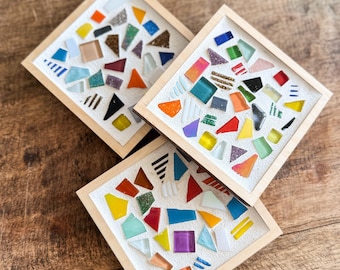 Posavasos de mosaico hechos a mano, decoración colorida para la mesa