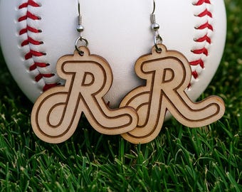 Pendientes de béisbol y sóftbol Renegades, pendientes deportivos de madera cortada con láser