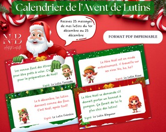 Calendrier de l'Avent: Messages de Lutins (Français)