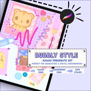Juego de bolígrafos Procreate, bolígrafos de dibujo kawaii, bolígrafos difusos/burbujeantes para álbumes de recortes