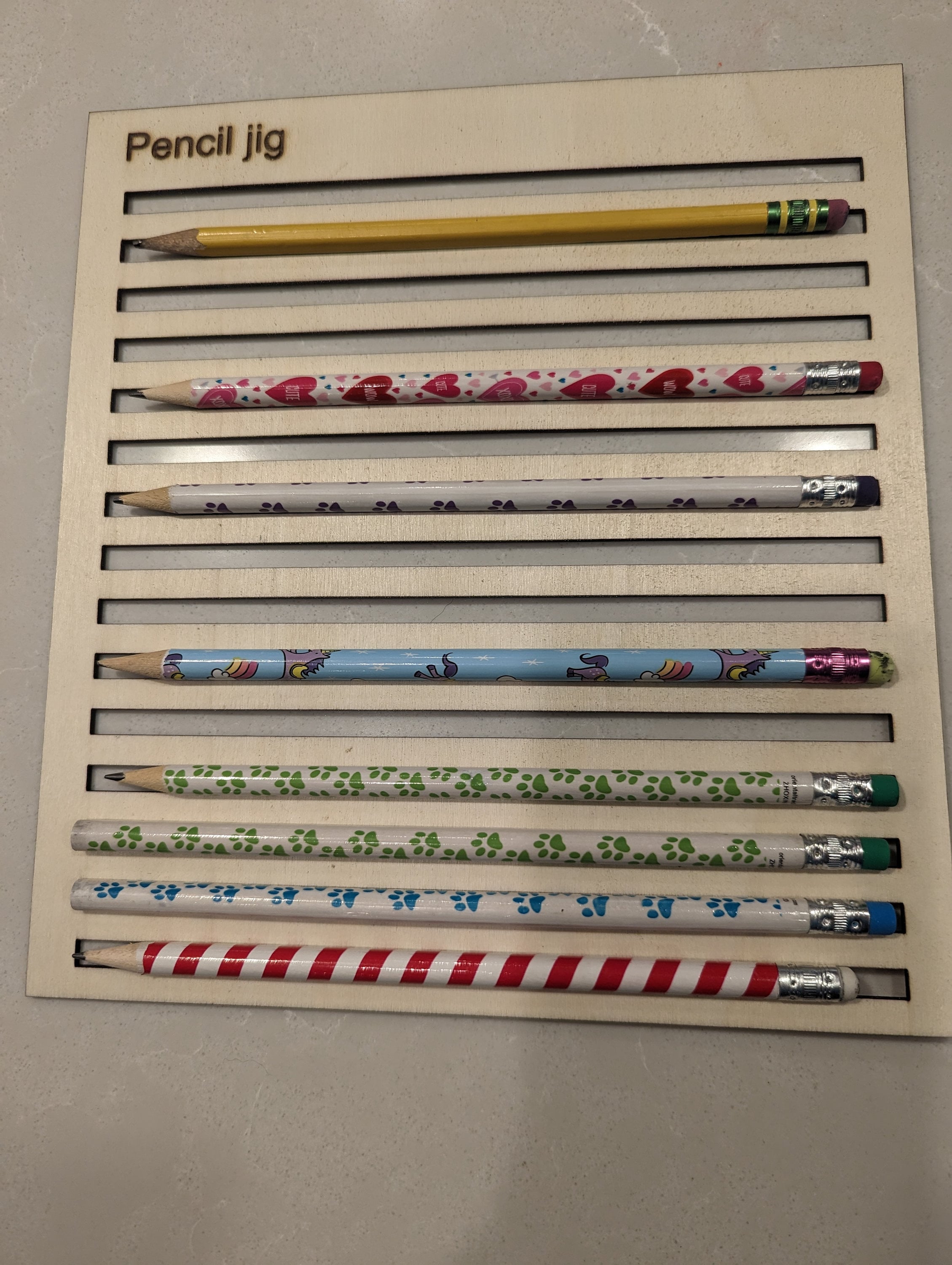 Engraved pencils made using the pencil jig