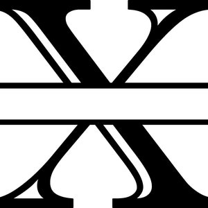 X Letter Split Monogram - Digital file with SVG and PNG file