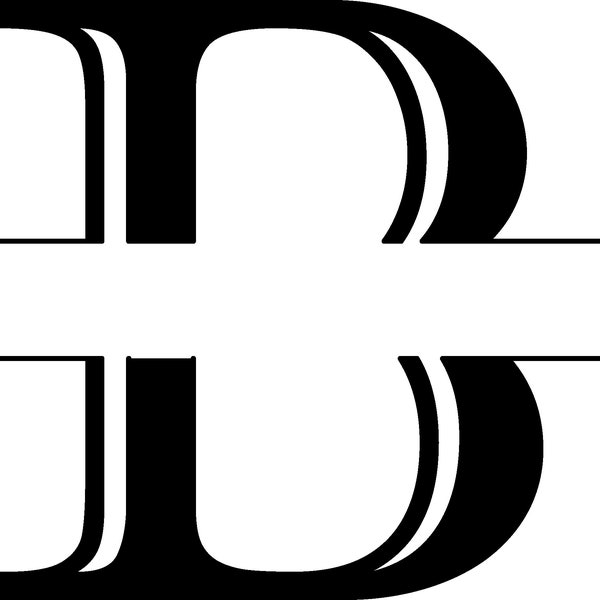B Letter Split Monogram - Digital file with SVG and PNG file