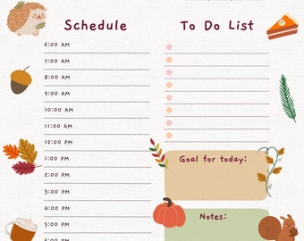 Simple Daily To Do List, Fall Themed, Instant Download PDF Planner, Blank Checklist Planner Printable, Notability & Goodnotes Compatible