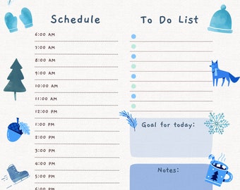 Simple Daily To Do List, Winter Themed, Instant Download PDF Planner, Blank Checklist Planner Printable, Notability & Goodnotes Compatible