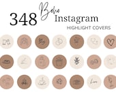 348 Boho Aesthetic Instagram Highlight Covers, Hand-Drawn Icons, Neutral IG Story Covers