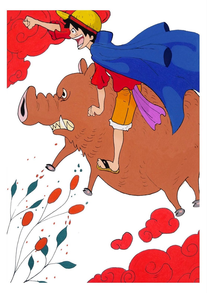 Luffy Print One Piece Eye Catchers Edition 7x9 Etsy