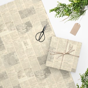 Vintage Newsprint Wrapping Paper - Birthday Gift Wrap - Wrapping Paper Sheets - Custom Wrapping Paper - Beautiful Wrapping Paper