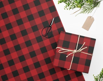 Buffalo Plaid Christmas Wrapping Paper - Christmas Gift Wrap - Wrapping Paper Sheets - Custom Wrapping Paper - Buffalo Check Wrapping Paper