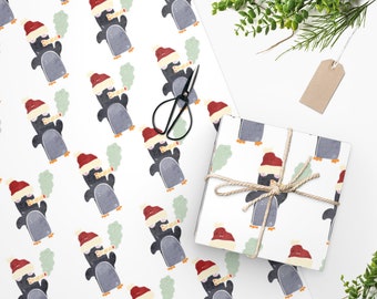Stoner Penguin Wrapping Paper - Christmas Gift Wrap - Wrapping Paper Sheets - Custom Wrapping Paper - Funny Wrapping Paper - Pothead Gift