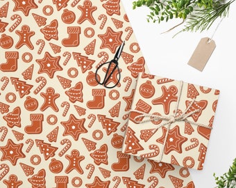 Gingerbread Wrapping Paper - Christmas Gift Wrap - Wrapping Paper Sheets - Custom Wrapping Paper - Christmas Wrapping Paper
