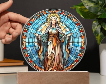 Orthodox Catholic Blessed Virgin Mary Stained Glass Style Plaque, Catholic, Christian Merch, Stained Glass Patterns, Faith, Mothersdaygift