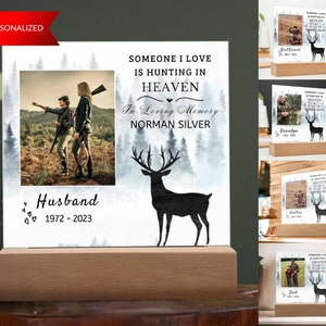 Hunting In Heaven LED Plaque | Loss of Parent, Sorry For Your Loss, Loss of Father Gift, Memorial Gift, Bereavement Gift, Until We Meet Agai