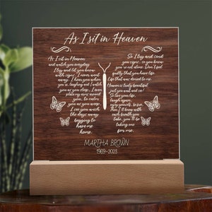 As I Sit In Heaven Woodlook Memorial Plaque | Sorry For Your Loss, Loss of A Loved One, Loss of Father, Loss of A Mother
