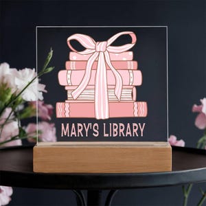 Personalized Library Sign, Book Lover Gift, Bookish Gifts, Bookish Decor, Gifts for Readers, LED Sign, Library Decor, Bookshelf Decor, Girls