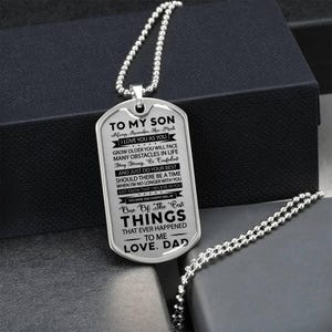 Custom Engraved Dog Tag Necklace, Gift for Son from Dad, Unique Military Graduation Present, Sentimental Birthday Gift for Son, Son Chain