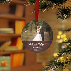 First Christmas Married Picture Ornament - Mr and Mrs Tree Christmas Ornament - Our First Christmas Married as Mr and Mrs Personalized