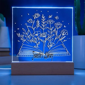 Personalized Library Sign, Book Lover Gift, Bookish Gifts, Bookish Decor, Gifts for Readers, LED Sign, Library Decor, Bookshelf Decor, Girls