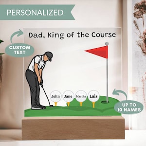 Father&#39;s Day Gifts, Best Dad by Par, Acrylic Golf Sign, Personalized Gifts for Dad Husband Grandpa,Custom Kids Name Golf Sign