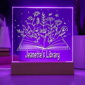 Personalized Library Sign, Book Lover Gift, Bookish Gifts, Bookish Decor, Gifts for Readers, LED Sign, Library Decor, Bookshelf Decor, Girls