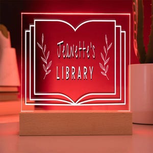 Personalized Library Sign, Book Lover Gift, Bookish Gifts, Bookish Decor, Gifts for Readers, LED Sign, Library Decor, Bookshelf Decor, Girls