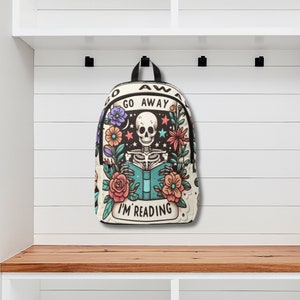 Sac à dos imperméable à fleurs pour amoureux des livres, rentrée des classes, sac de bibliothèque, toile, enfants, effrayant, mignon, ordinateur portable, fille, squelette, sac universitaire sombre