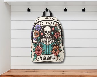 Mochila impermeable floral amante del libro, regreso a la escuela, bolsa de biblioteca, lona, niños, espeluznante, lindo, computadora portátil, niñas, esqueleto, bolsa de academia oscura