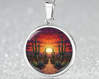 Saguaro National Park Necklace or Keychain Arizona Wearable Desert Memory Gift, Personalized Southwest Travel Jewelry
