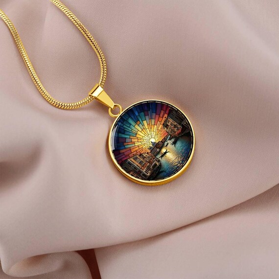 Venice Italy Necklace or Keychain – Stained Glass Style Rialto