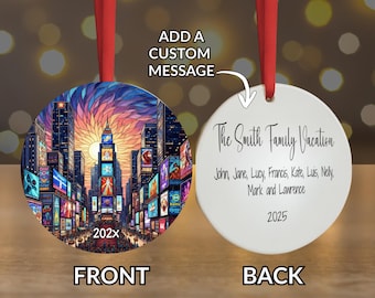 Times Square Ornament und Plakette, Glasmalerei-Stil, NYC Weihnachtsdekor, Urlaubsandenken, NYC Souvenir Geschenk, Weihnachtsverzierung