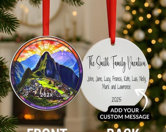 Machu Picchu Stained Glass Ornament | Peru Souvenir, Personalized Gift, Christmas Tree Gift, Holiday Keepsake. Travel Ornament, Vacation
