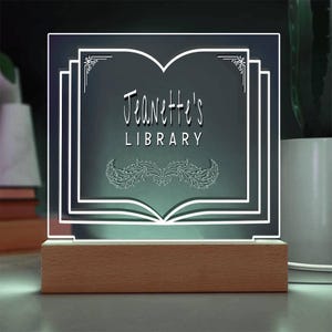 Personalized Library Sign, Book Lover Gift, Bookish Gifts, Bookish Decor, Gifts for Readers, LED Sign, Library Decor, Bookshelf Decor, Girls