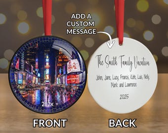 Times Square Ornament und Plakette, Glasmalerei-Stil, NYC Weihnachtsdekor, Urlaubsandenken, NYC Souvenir Geschenk, Weihnachtsverzierung