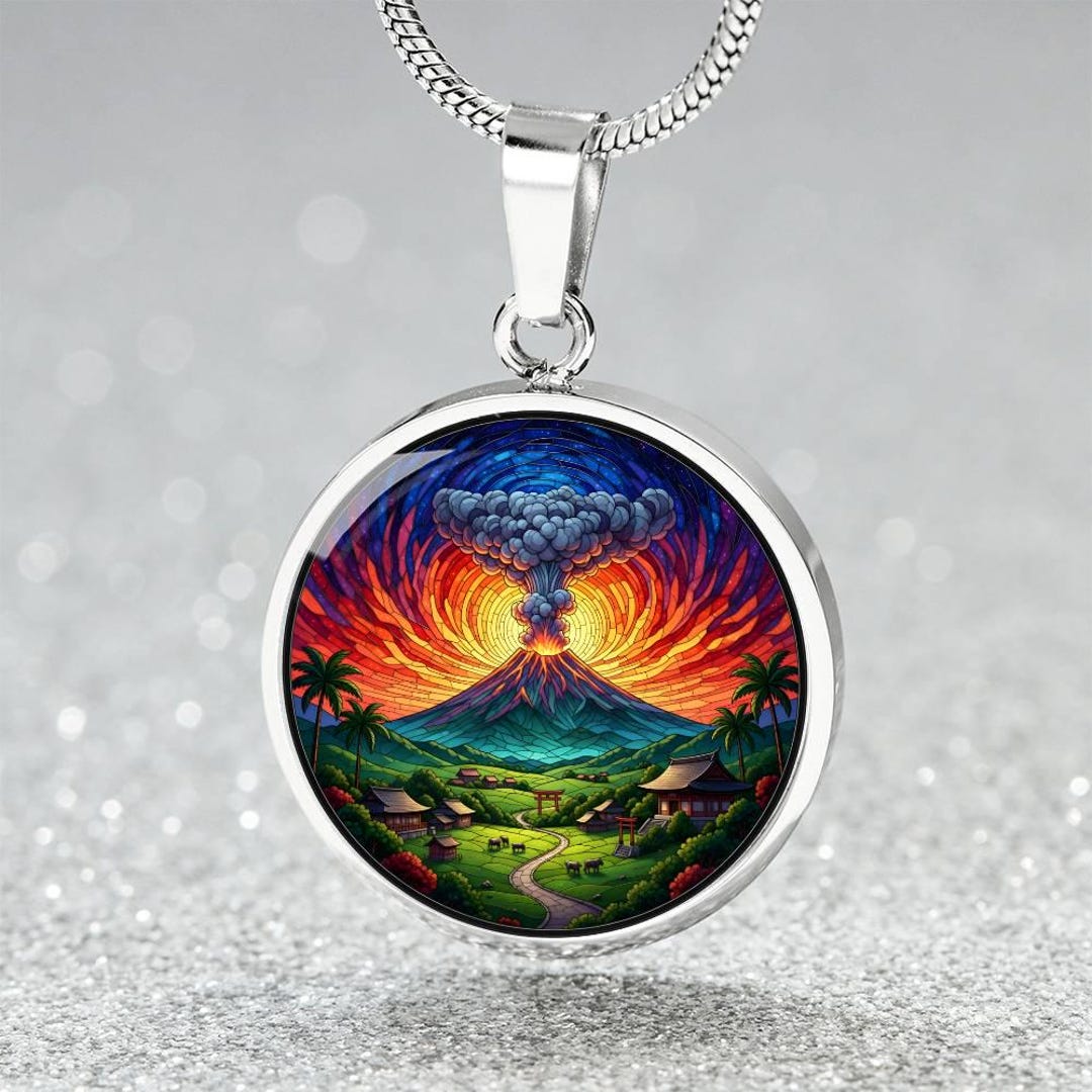 Mount Aso Japan Necklace or Keychain – Japanese Travel Jewelry