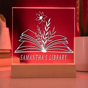 Personalized Library Sign, Book Lover Gift, Bookish Gifts, Bookish Decor, Gifts for Readers, LED Sign, Library Decor, Bookshelf Decor, Girls