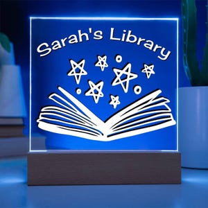Personalized Library Sign, Book Lover Gift, Bookish Gifts, Bookish Decor, Gifts for Readers, LED Sign, Library Decor, Bookshelf Decor, Girls