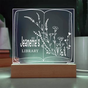 Personalized Library Sign, Book Lover Gift, Bookish Gifts, Bookish Decor, Gifts for Readers, LED Sign, Library Decor, Bookshelf Decor, Girls