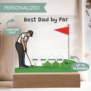 Father&#39;s Day Gifts,Personalized Best Dad by Par Sign,Acrylic Golf Sign,Personalized Gifts for Dad Husband Grandpa,Custom Kids Name Golf Sign