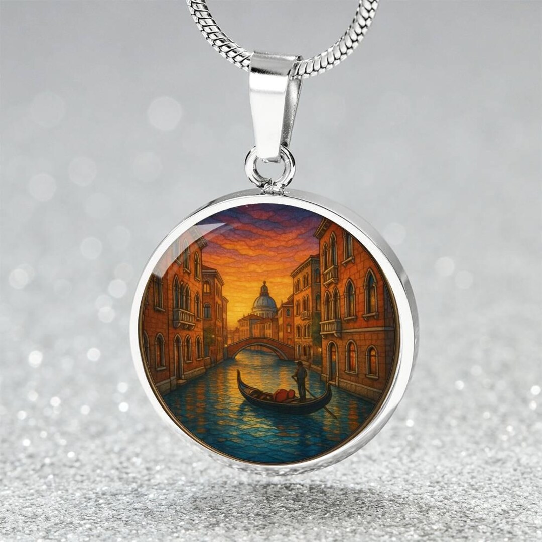 Venice Italy Necklace or Keychain – Stained Glass Style Rialto Bridge ...