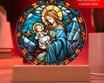 正教会カトリックの聖母マリアのステンドグラス風飾り板、カトリック