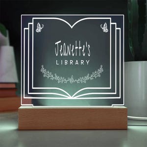 Personalized Library Sign, Book Lover Gift, Bookish Gifts, Bookish Decor, Gifts for Readers, LED Sign, Library Decor, Bookshelf Decor, Girls