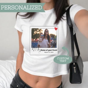 Haut court personnalisé, photo personnalisée, t-shirt bébé an 2000 avec texte personnalisé, haut court personnalisé, mode personnalisée an 2000, chemise an 2000 avec texte personnalisé, chemise TikTok